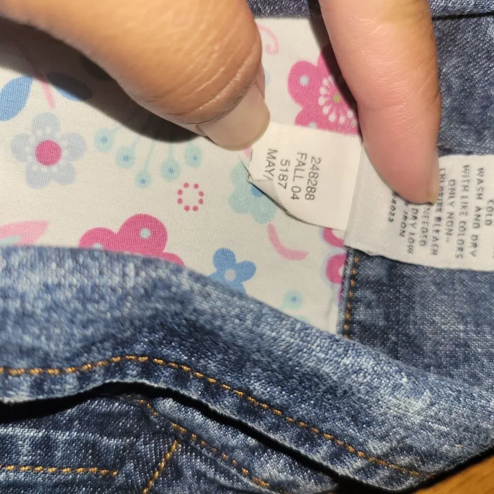 Vintage Y2k GAP Sz  XS 4 KIDS Dark Denim Floral Snap Button Front Dress Western